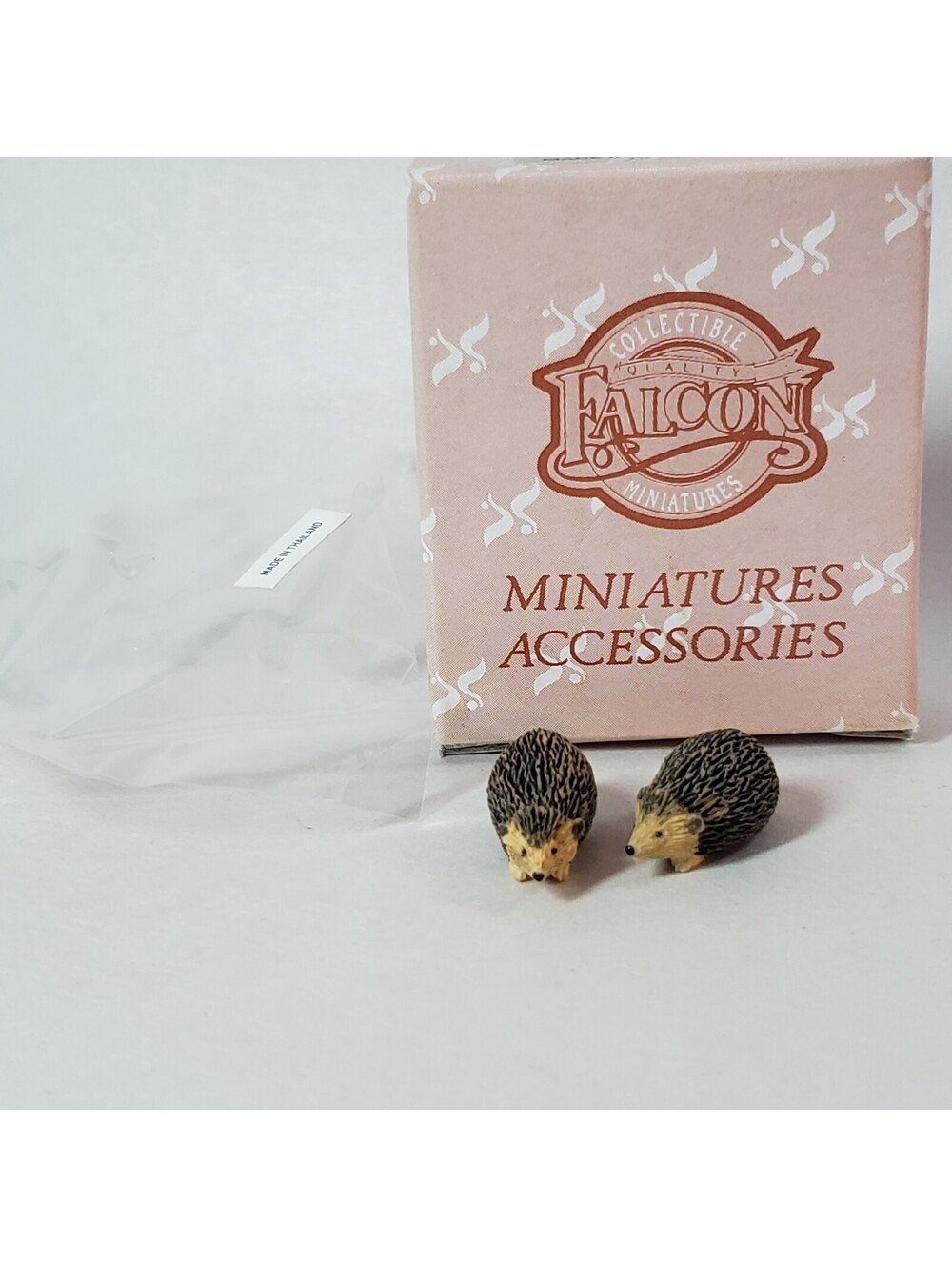 Vintage New Old Stock Falcon Miniatures Accessories Box of 2 Hedgehogs 1:12Scale